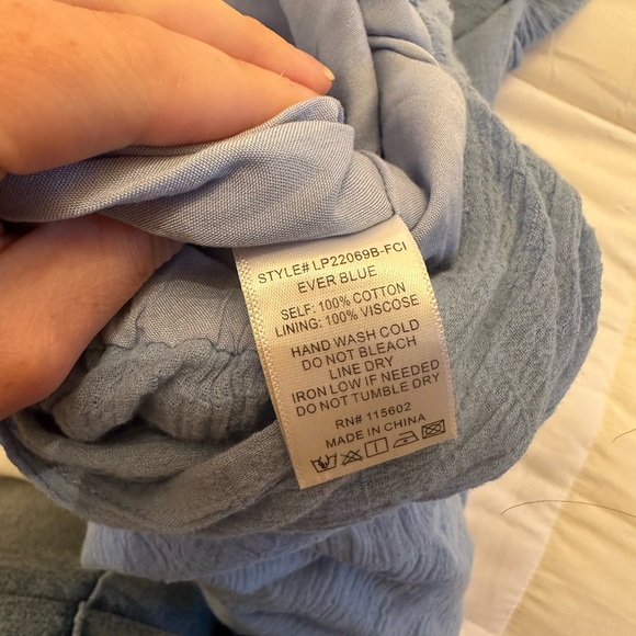 Blue Ruffled Tie-Front Blouse - Picture 4 of 4